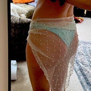 Pearl and rhinestone white sarong bridal/bachelorette